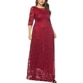 thumbnail image 5 of Eternatastic Womens Floral Lace 2/3 Sleeves Maxi Dress Evening Party Long Dress XXL Red, 5 of 5