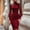 Wine Red, variant on Morttic Women's Solid Color Elegant Sheer Long Sleeve Bodycon Midi Dress – High Neck Ruched for Office Evening Events Black,S