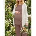 thumbnail image 3 of Avidlove Maternity Nursing Pajamas Set 3 Piece Short Sleeve Postpartum Breastfeeding Top Pregnancy Shorts and Long Pants, 3 of 8