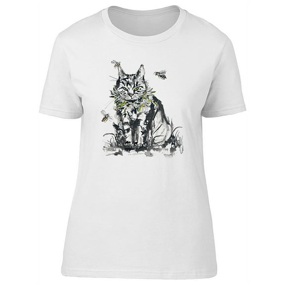 Cute Grunge Watercolor Kitten Tee Women's -Image by Shutterstock