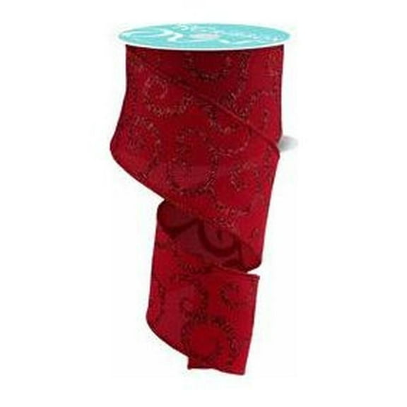 2.5" Glitter Swirl Ribbon: Red (10 Yards)
