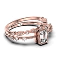 thumbnail image 2 of 1.75 Carat Emerald Cut Diamond Moissanite Thin Engagement Ring, Slim Wedding Ring in 925 Sterling Silver With 18k Rose Gold Plating Bridal Rings Set, Promise Ring, Anniversary Ring, 2 of 4