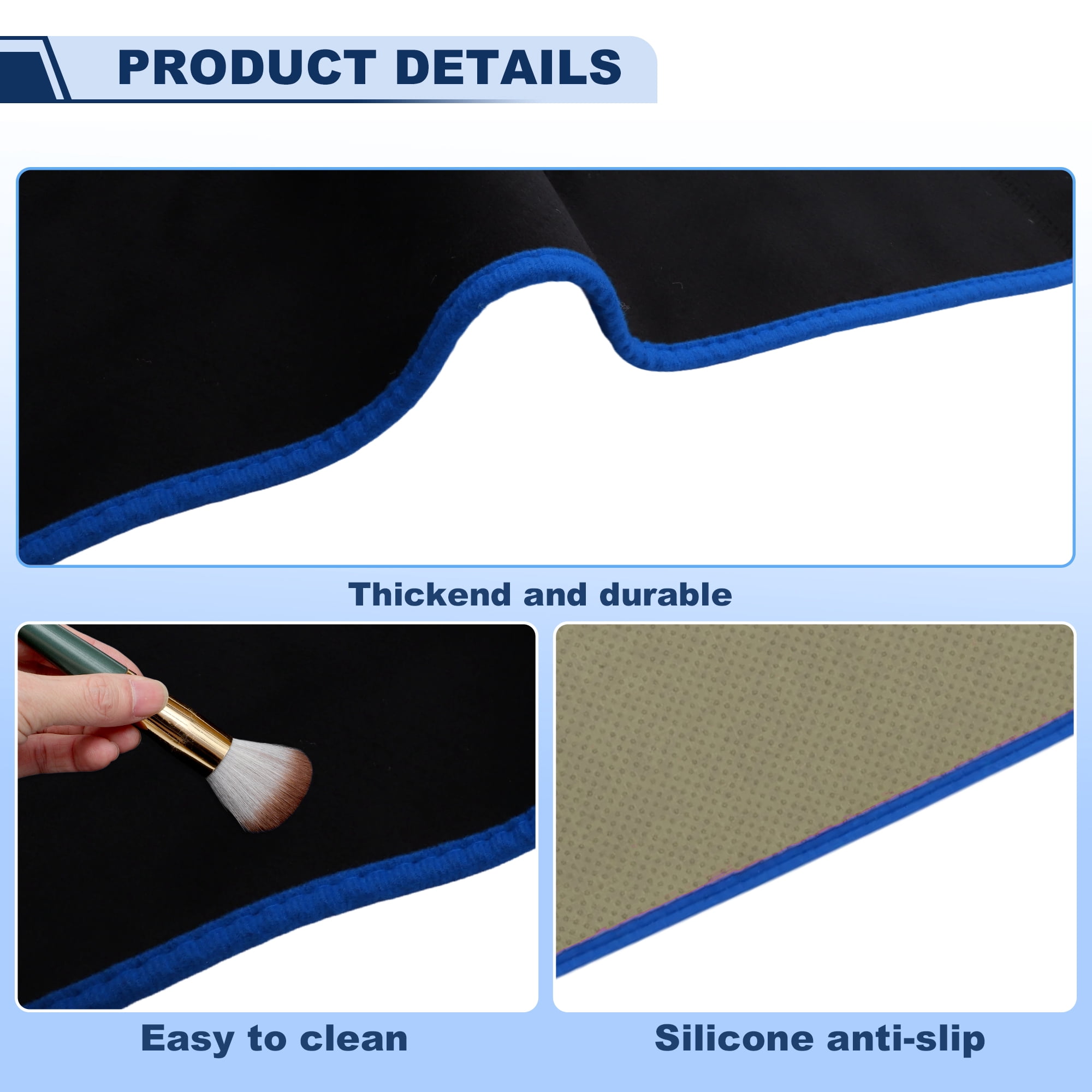 Unique Bargains Dash Cover for Honda HR-V 2023-2024 Without HUD Dashboard Cover Car Interior Anti-Slip/Anti Dust Suede Black with Blue Edge 1 set