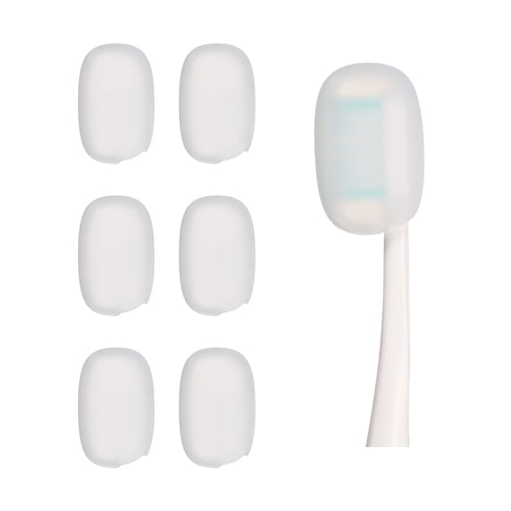 Uxcell 6 Pcs Cubiertas de Cepillo de Dientes de Silicona, Tapa de Reemplazo para Cabeza de Cepillo de Dientes Manual Eléctrico para Hogar Viaje Gimnasio, Blanco