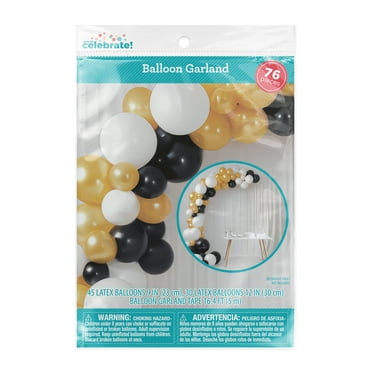 Black/White/Gold Balloon Garland, 76 Pieces, by Way To Celebrate