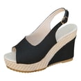 thumbnail image 6 of Pandaie Womens Espadrille Dressy Wedge Sandals Open Toe Platform Slingback Slip on Sandal Comfortable High Heels Pumps Shoes 3.91 Inch Black 9, 6 of 7