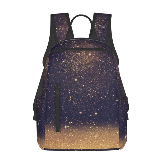 Balery Gold Black Glitter Mochila Ligera para Hombres y Mujeres – Resistente y Impermeable, Ideal para la Escuela, el Trabajo, los Viajes y el Uso Diario