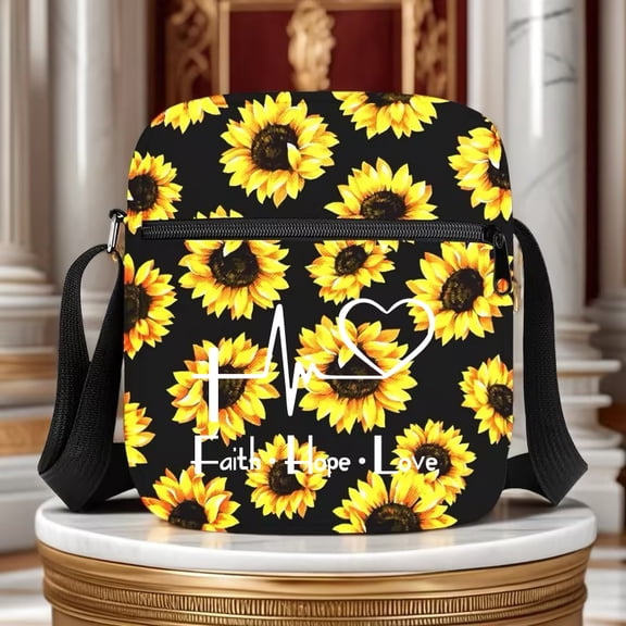 Alikpop Faith Hope Love Casual Tote Bags with Multiple Pockets, Nylon Crossbody Tote Bag, Working Bag for Ladies (Black)