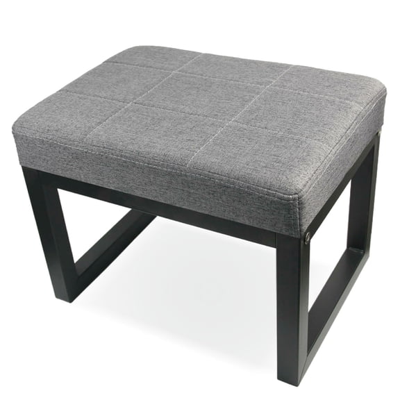 Ottoman Footstool, Rectangular Linen Footstool with high Elasticity Sponge seat and Metal Legs, Small Footstool for Bedroom, Living Room, Office(Dark Grey)