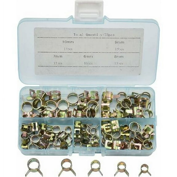 75Pcs Spring Clip Hose Clamp Fuel Hose Clamps Hose Clamps Spring Clip Clamps Hose Clamp 6mm, 7mm, 8mm, 9mm, 10mm