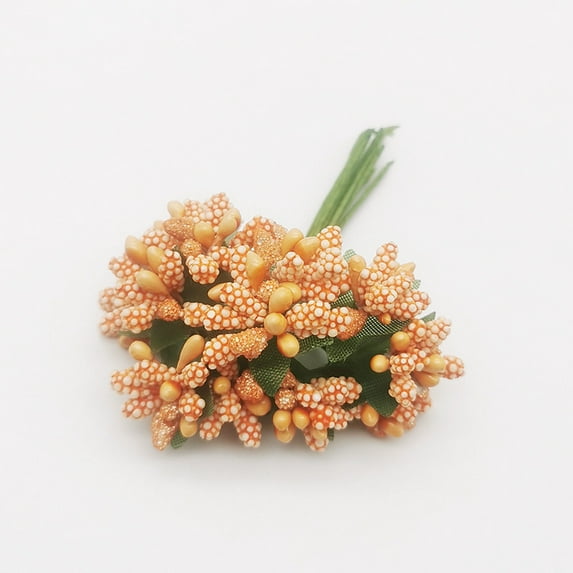 Craft Small Wreath DIY Wedding Decoration Marriage Party Supplies Home Decor Berries Stamen Artificial Flower Fake Flower 12PCS ORANGE