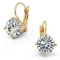 thumbnail image 2 of 14K Gold Plated Bold 7 CTW Solitaire CZ Leverback Earrings in Yellow, Rose or White Gold for Woman, 2 of 7