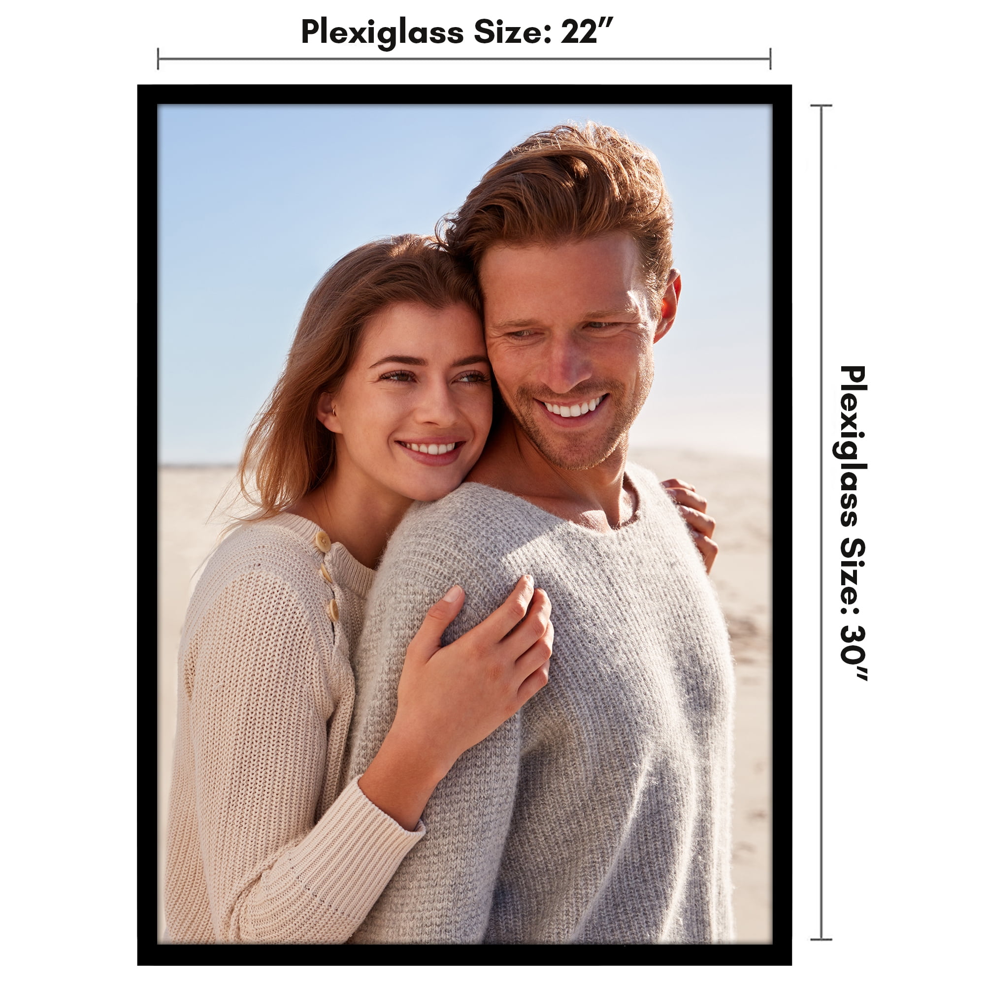 Americanflat 22x30 Picture Frame with Polished Plexiglass Streamline Collection Thin Border Wall - Black