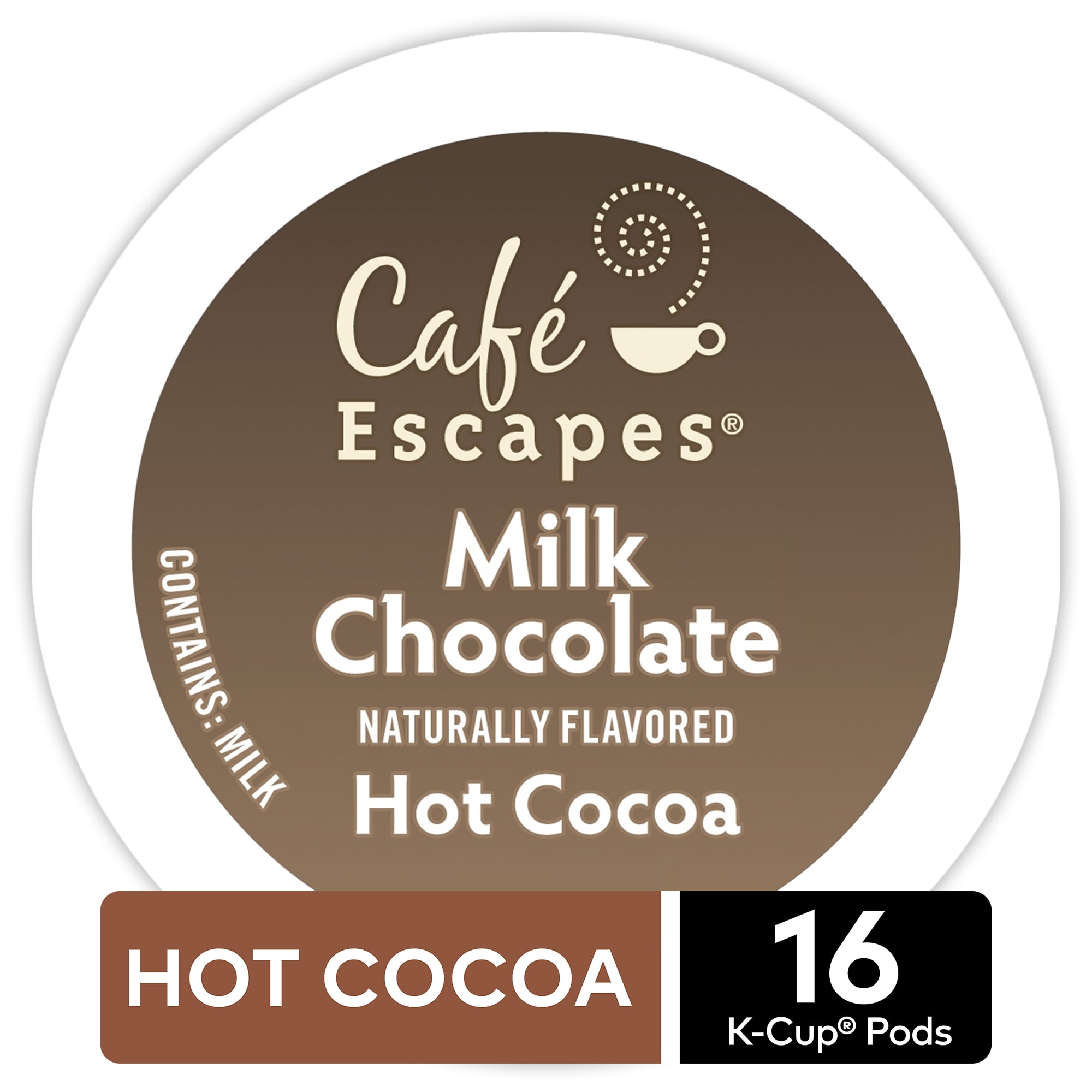 Café Escapes Milk Chocolate Hot Cocoa KCup Pods, 16 Count for Keurig Brewers