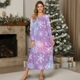 thumbnail image 4 of Tutolipy Christmas Nightgowns for Women Snowflake Printed Sleepwear V Neck Loungewear Long Sleeve Nightshirts Comfy House Dress for Home, S, 4 of 7