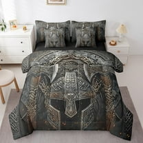 Erosebridal Ancient Viking Bedding Sets Twin Size,Viking Warrior Comforter Sets with Sheets,Nordic Tribe Bed in a Bag Twin size,Super Cozy Mythology Room Decoration,Reversible,7pcs