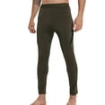 thumbnail image 2 of QSAWXQZ Men's Thermal Fleece Lined Base Layer Elastic Waist Color Block Warmer Leggings for Workout Olive Green S, 2 of 8