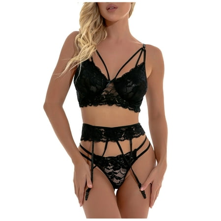 

EUHDSSDE Follure Lace Perspective Sexy Lingerie Set Women s Thin Bra Garter Set
