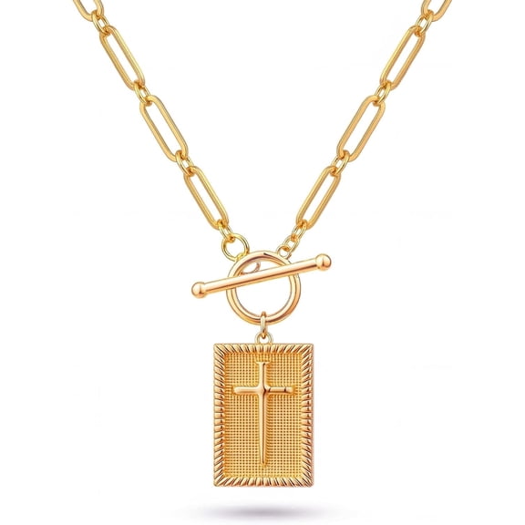 Final Polished Plating Cross Necklace for Women, Non-Tarnish Christian Faith Jewelry with Toggle Clasp, Ideal for Communion, Birthday