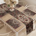 thumbnail image 2 of Ambesonne Floral Table Runner & Placemats, Flower Dream Scene Victorian, Placemat 4 pcs + Runner 16"x72", Ruby Laurel Green and Camel, 2 of 4