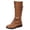 Brown, variant on Rokment Vintage Knee High Combat Boots for Women Casual Buckles Leather Lace up Platform Wedge Mid Heels Mid Calf Motorcycle Riding Tall Booties