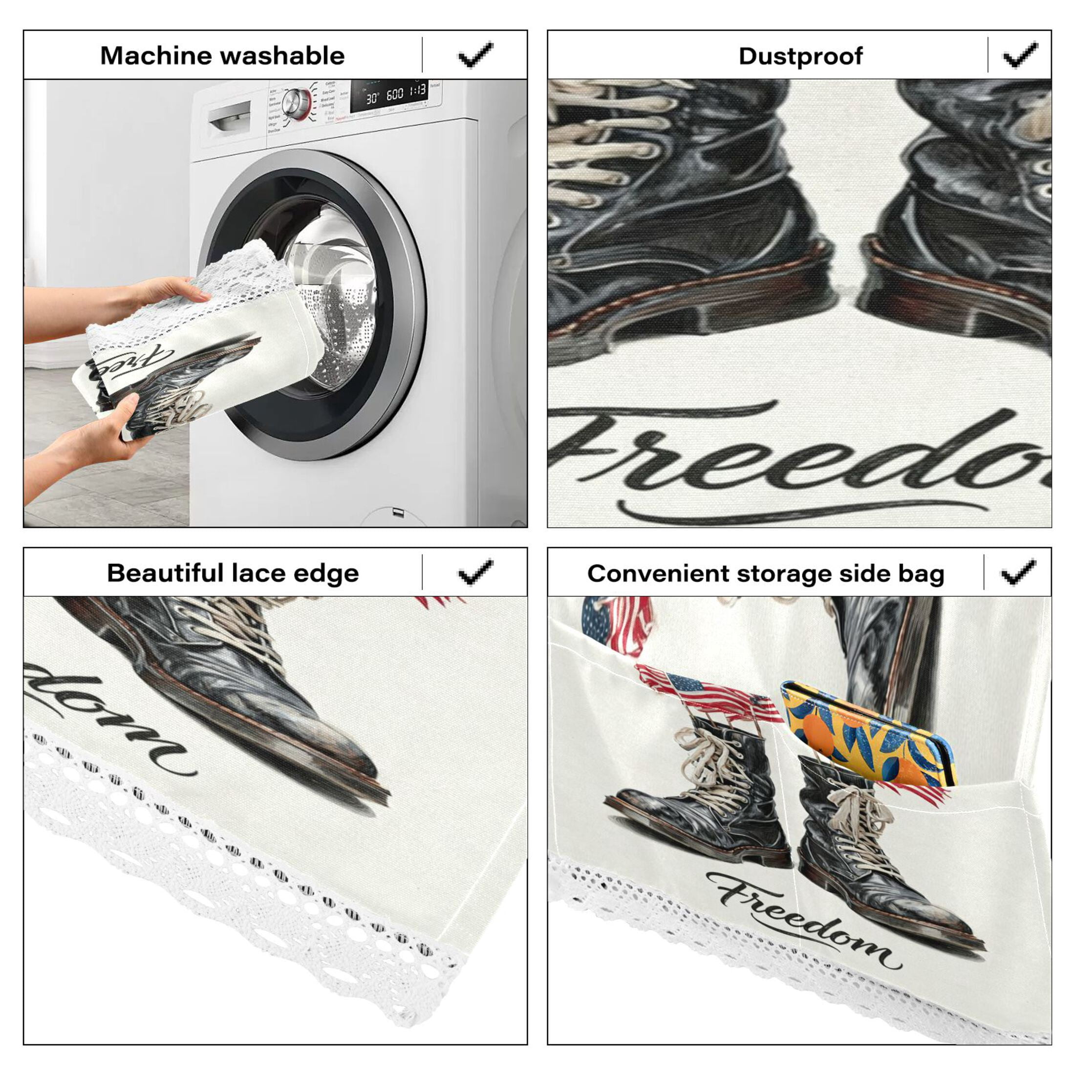 Wobogo Freedom Flag Boots Washing Machine Cover Dustproof Washer Dryer Cover Waterproof Laundry Room Decorative Protector