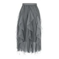 thumbnail image 4 of Abomasnow Women's Tulle Skirt Elastic Waist Fairy Mesh Layered Tutu Skirt High Low Irregular Prom Party A-Line Skirt, 4 of 5