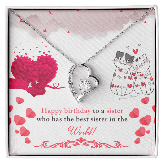 To Sister To The Best Sister Birthday Message Forever Necklace w Message Card