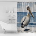 thumbnail image 4 of Small Stall Shower Curtain 36x78 Inch Narrow Half Size Summer Seaside Bath Curtains Bathroom Decor Pelican Birds Oil Painting Ocean Art Waterproof Fabric Shower Curtain Set with Hooks 36 Inch, 4 of 6