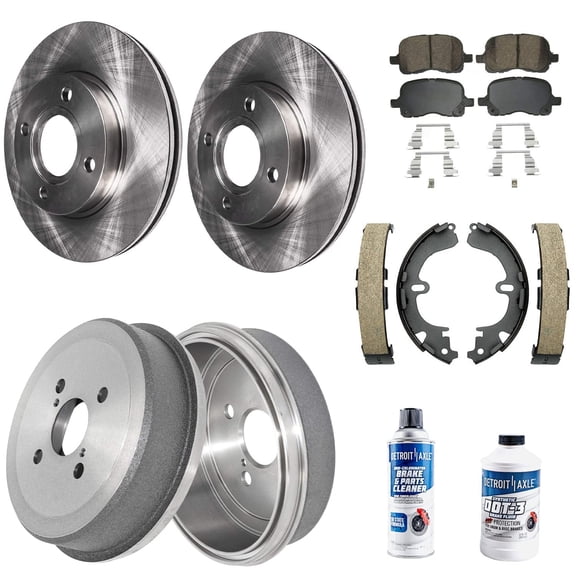 Detroit Axle - Brake Kit for 1998-2002 Toyota Corolla Chevrolet Prizm Front Disc Brake Rotors Ceramic Brakes Pads 1999 2000 2001 Replacement Rear Brake Drums Brake Shoes