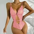 thumbnail image 2 of Odeerbi Crotchless Lingerie Bodysuit for Women 2025 Sexy Lace Open Crotch Hollow Out Attractive Babydoll Underwear Sleepwear Jumpsuit Pajamas Pink, 2 of 5