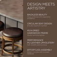 thumbnail image 6 of Maven Lane Alexander Backless Bar Stool, Walnut Finish & Vegan Leather, Set of 3, 6 of 6