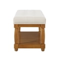 thumbnail image 6 of CQSXDA Upholstered Linen Bench with Storage Shelf, Tufted Ottoman Furniture with Solid Wood Spindle Legs for Bedroom Entryway Living Room, Ivory, 6 of 6
