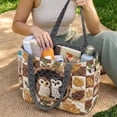 thumbnail image 2 of Pzuqiu Owl Flower Large Capacity Quilted Tote Bag for Women, Lightweight Casual Grey Puffer Shoulder Handbag for Work, Shopping, Travel, College, Daily Use, 2 of 7