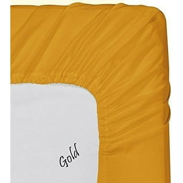 100% Egyptian Cotton Fitted Sheet 800 Thread Count Solid 1 Piece (Bottom Sheet Only) King Size Sateen Weave 20 inch Deep Pocket Gold Color