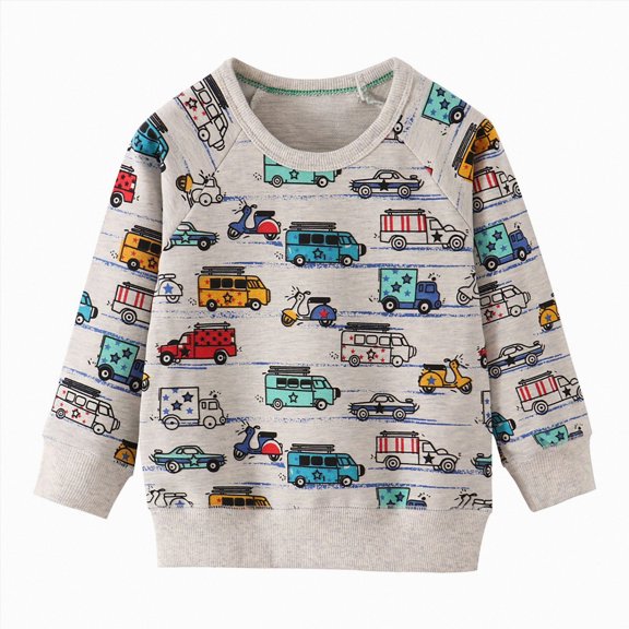dmqupv Toddler Sweatshirt Boy Toddler Baby Boy Outfit Sweatshirt Letter Print Crewneck Pullover Long Sleeve Shirt Grey,3-4 Years