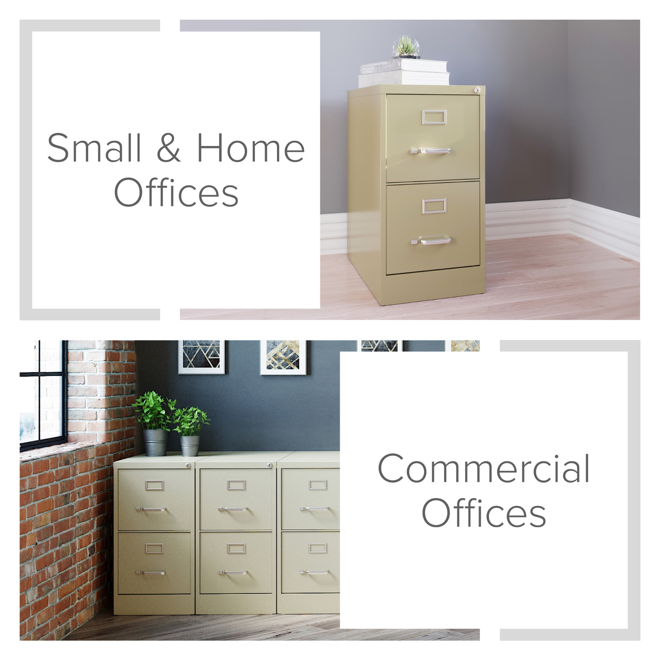 Hirsh 2 Drawer Letter Locking Metal Vertical File Cabinet, 22" Deep, Putty