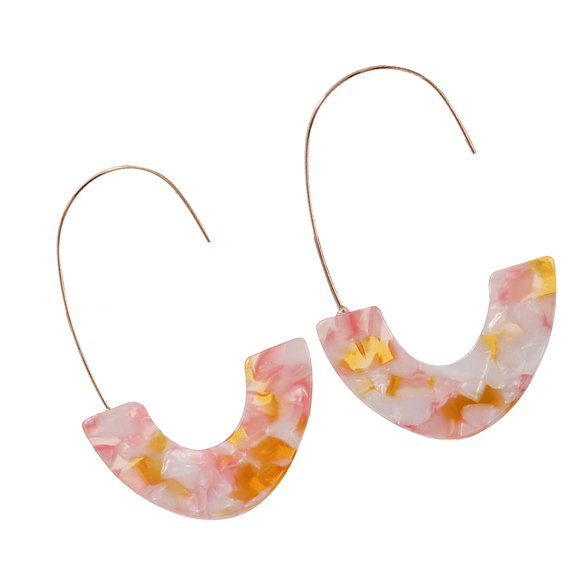 1 par de aretes en forma de U con estampado de leopardo geométrico universal colgantes para la oreja suministros elegantes para fiestas para Ropa, zapatos y accesorios Miscelánea rosa amarillo Sonducket AP010170-08