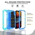 thumbnail image 2 of Dteck for iPhone 11 Case with Ring Holder Kickstand, Heavy Duty Full Body Shockproof Hybrid Bumper Silicone Hard Back Cover for iPhone 11,Mint+Blue, 2 of 5