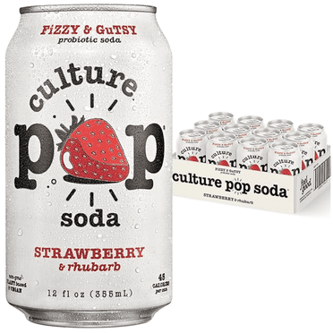 Culture Pop Soda Sparkling Probiotic Drink, Strawberry, 12 Pack, 12 fl oz Cans
