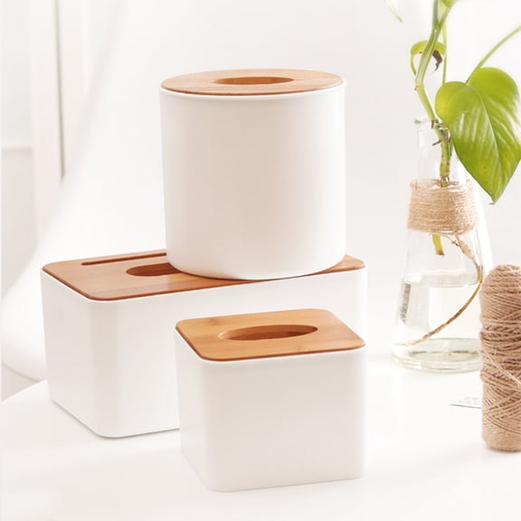 FOLOYORI 2-Pack White Cylindrical Plastic Tissue Paper Holders for Kitchen and Bathroom Use