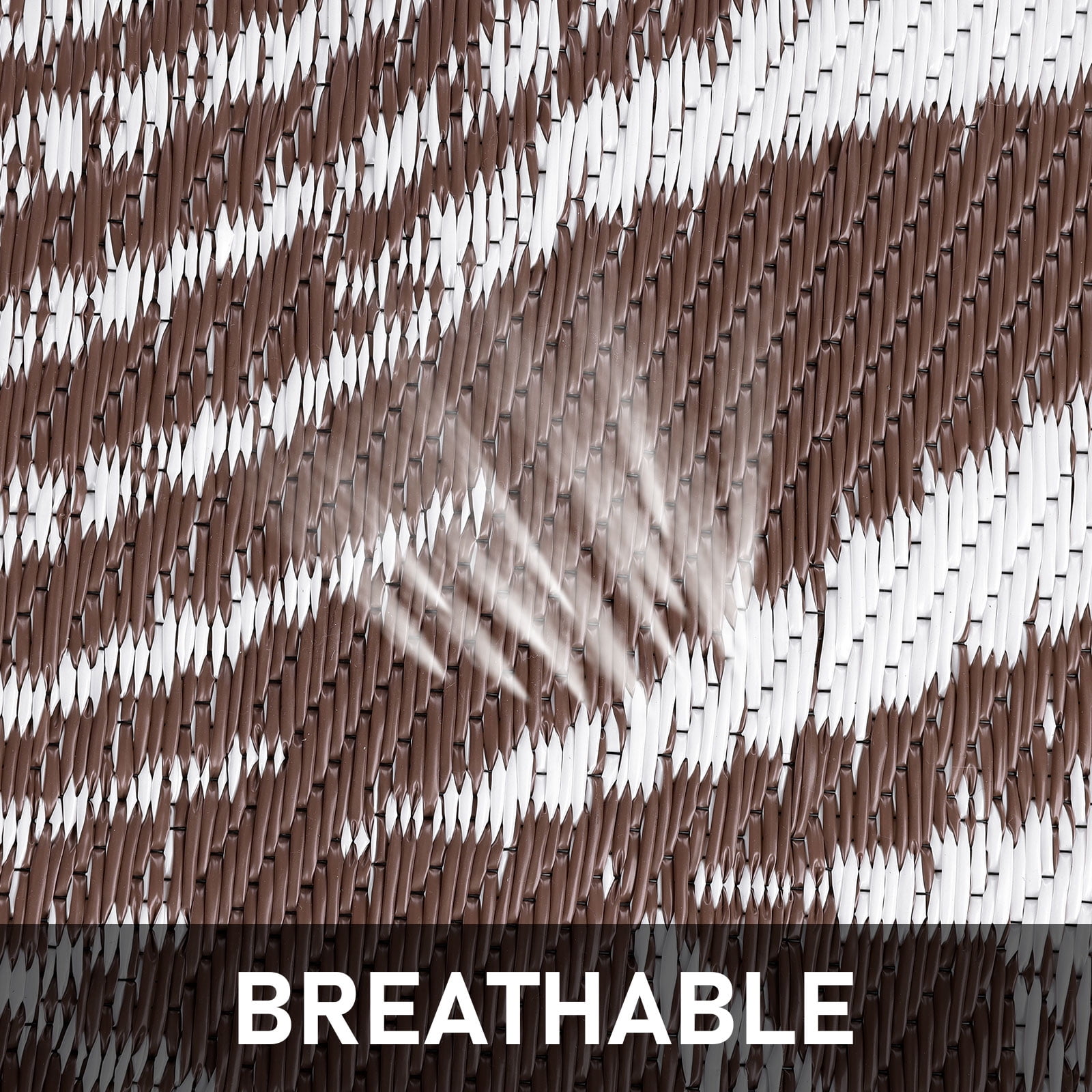 MeyJey Outdoor Rug, 8'x10' Reversible Waterproof Area Rug, Plastic Mat for RV Patio Camping, Brown