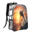 thumbnail image 3 of Honeii Sunset Dancing Dolphin A Print Clear Backpack Heavy Duty Transparent Bag 17" See Through BookBag for Women Men Adults Work Festival Sports Travel, 3 of 7