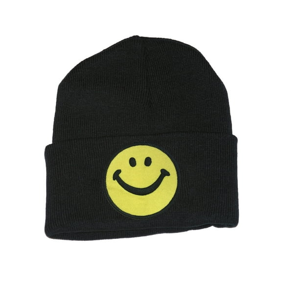 Gravity Threads Smile Face Cuffed Beanie, Black