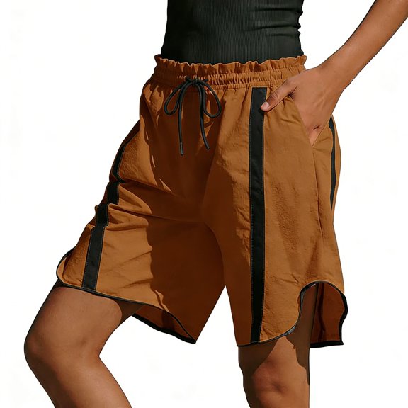 Shorts for Women Baggy Cargo Wide Leg Knee Length Shorts Elastic Waist Workout Running Yoga Athletic Bottoms