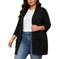 thumbnail image 3 of Vmvidoty Women's and Women's Plus Size Cardigan for Women 3/4 Sleeve Casual Open Front Light Cardigan Black 3XL, 3 of 10
