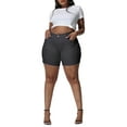 thumbnail image 6 of Gocolloa Womens Plus Size Jean Shorts Stretchy Solid Color High Waisted Summer Casual 5.5" Denim Shorts Gray 26W, 6 of 6
