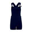 thumbnail image 2 of Fsqjgq Jumpsuits for Women Summer Rompers Pants Swim Romper Women's Solid Double Pocket Cotton And Linen Suspender Jumpsuit Bib Overalls Jumpsuits Sleeveless Casual Pants Rompers, 2 of 6