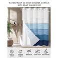 thumbnail image 7 of No Hook Blue Ombre Shower Curtain with Snap in Liner Set, Farmhouse Vintage Wooden Striped Waterproof Fabric Bathroom Curtains with See Through Top Window, Hotel Style Small 36 x 72 Inch, 7 of 7