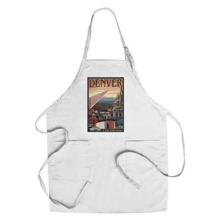 Denver, Colorado - Skyline View - Lantern Press Artwork (Cotton/Polyester Chef's